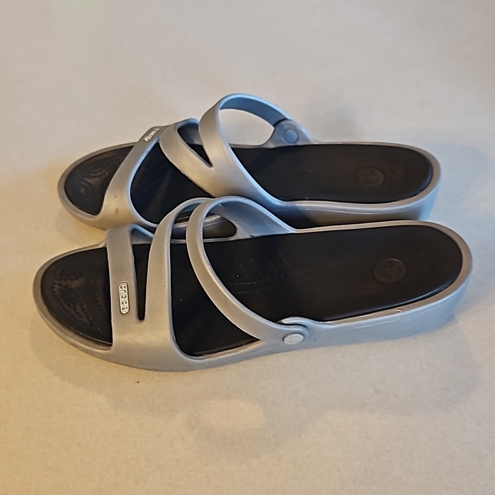 Crocs silver wedge sandals